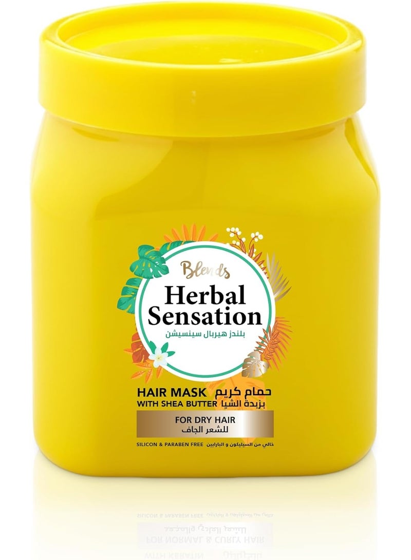 Blends Herbal Sensation Shea Butter Hair Mask for Dry Hair – Deep Hydration & Manageability Treatment – Silicone & Paraben Free – 600 ml - Image 1